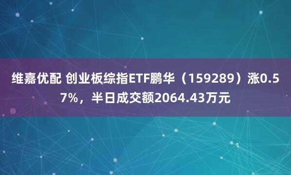 维嘉优配 创业板综指ETF鹏华（159289）涨0.57%，半日成交额2064.43万元