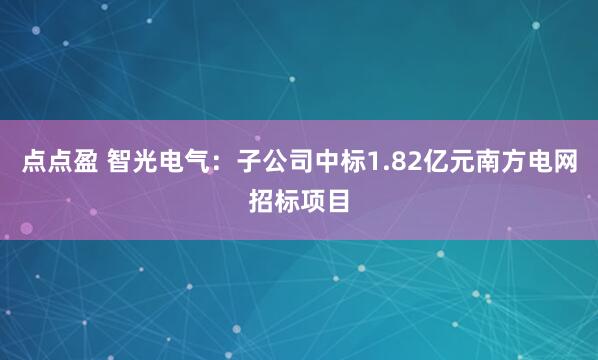 点点盈 智光电气：子公司中标1.82亿元南方电网招标项目